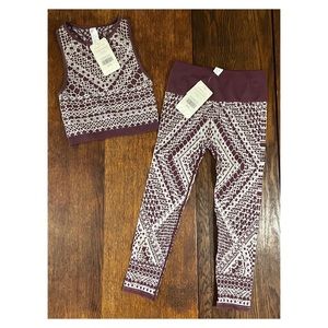 NWT Fabletics 2pc Set Rejuvenate Outfit Veranda Crop Tank High Waist Lace Capri